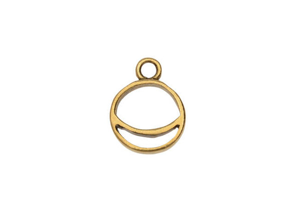 Nunn Design Antique Gold-Plated Split Mini Circle Crescent Single Loop Open Pendant