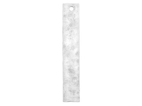 Nunn Design Antique Silver-Plated Pewter Flat Hammered Long Narrow Tag Pendant