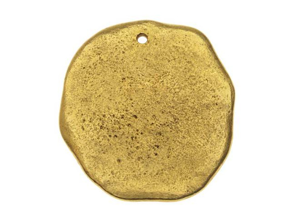 Nunn Design Antique Gold-Plated Pewter Grande Organic Circle Tag Pendant