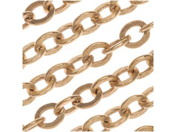 Nunn Design Antiqued Gold Plated 3.6mm Flat Cable Chain by the Foot