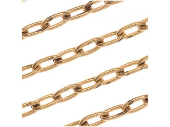 Nunn Design Antiqued Gold Plated 2.3mm Oval Cable Chain by the Foot