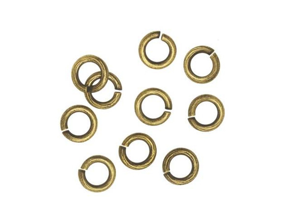 Nunn Design Antique Gold-Plated Brass 6mm Bark Circle Jump Ring (10 Pieces)