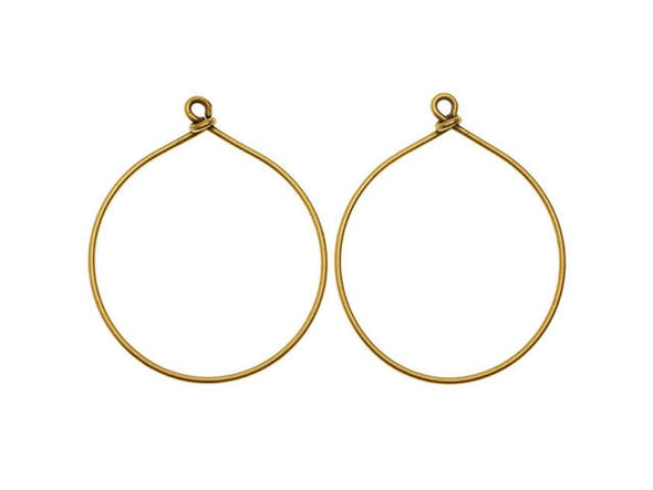 Nunn Design Antique Gold-Plated Brass Large Wire Frame Hoop Pendant (1 Pair)