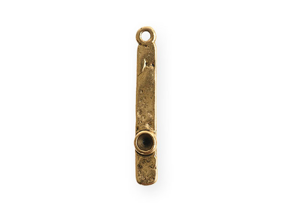 Nunn Design Antique Gold-Plated Pewter Tiny Bezel Hammered Rectangle Pendant