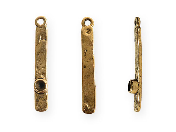 Nunn Design Antique Gold-Plated Pewter Tiny Bezel Hammered Rectangle Pendant