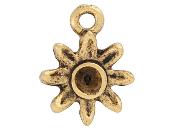 Nunn Design Antique Gold-Plated Pewter Tiny Bezel Daisy Charm