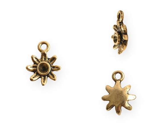 Nunn Design Antique Gold-Plated Pewter Tiny Bezel Daisy Charm