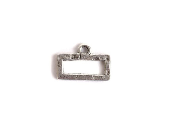 Nunn Design Antique Silver Hoop Hammered Mini Rectangle Horizontal Single Loop