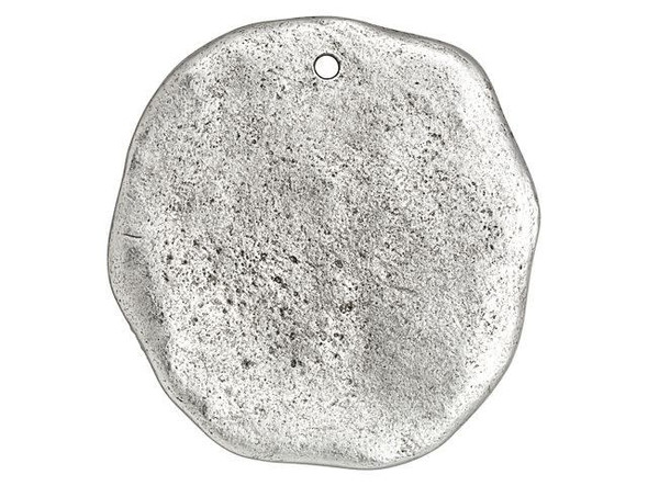 Nunn Design Antique Silver-Plated Pewter Grande Organic Circle Tag Pendant