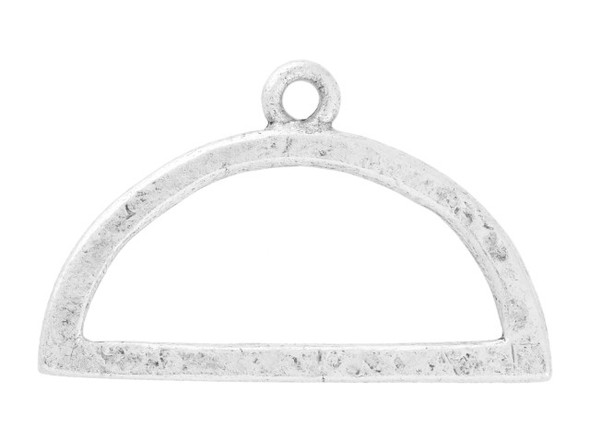 Nunn Design Antique Silver Hoop Hammered Mini Half Circle Horizontal Single Loop