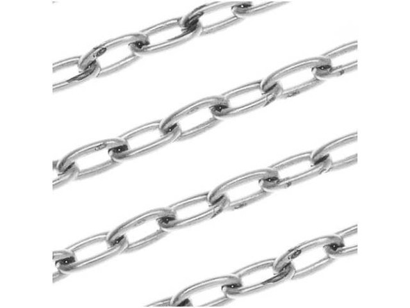 Nunn Design Antiqued Silver Plated 2.3mm Oval Cable Chain by the Foot