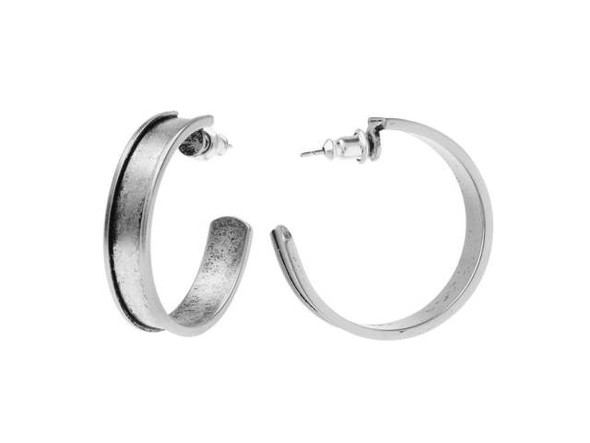 Nunn Design Antique Silver-Plated Channel Earring Post (1 Pair)