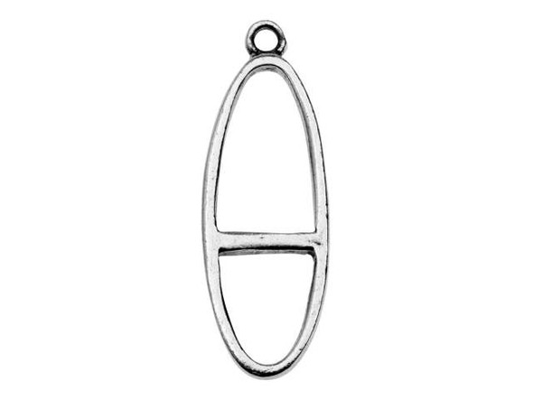 Nunn Design Antique Silver-Plated Split Large Long Oval Single Loop Open Pendant