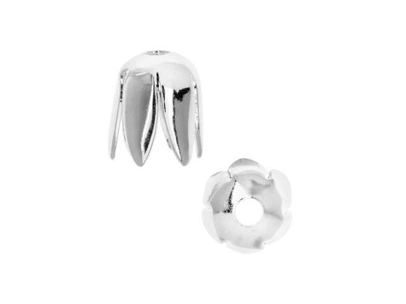 Nunn Design Silver-Plated Brass 8mm Flower Petal Bead Cap (2 Pieces)