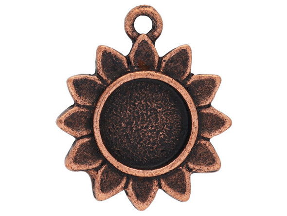 Nunn Design Antique Copper-Plated Pewter Itsy Bezel Sunflower Pendant