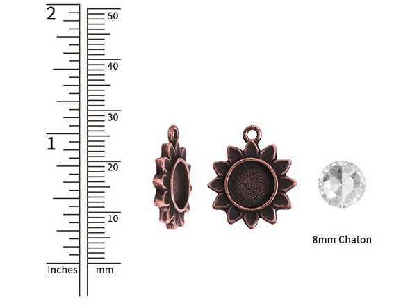 Nunn Design Antique Copper-Plated Pewter Itsy Bezel Sunflower Pendant