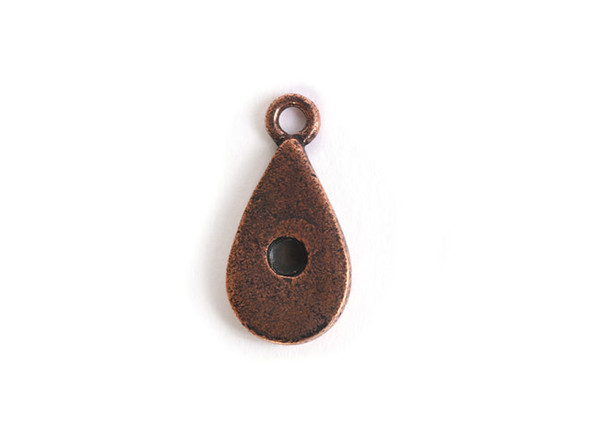 Nunn Design Antique Copper-Plated Pewter Tiny Bezel Teardrop with Single Loop