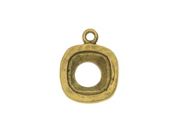 Nunn Design Antique Gold-Plated Pewter 12mm Open Back Bezel Square Charm