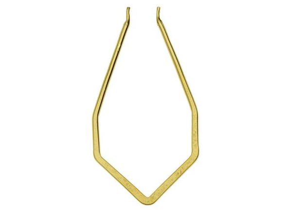 You'll love creating something unique with this Nunn Design pendant. This wire frame takes on an elongated drop shape with angular edges. It almost has a diamond shape. The ends of the frame feature holes so you can easily add it to projects. Layer this frame with other contemporary components, fill the frame with resin or epoxy clay, wire-wrap around it, and more. It would even look wonderful as-is. It features a regal golden shine full of luxurious beauty.