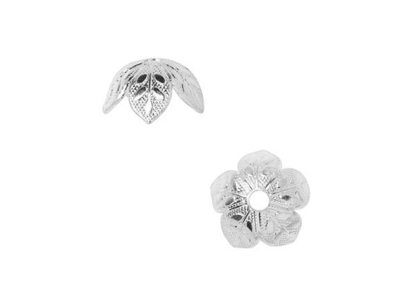 Nunn Design Silver-Plated Pewter Etched Daisy Bead Cap (4 Pieces)