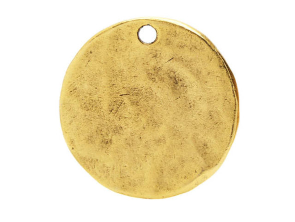 Nunn Design Gold-Plated Pewter Mini Hammered Flat Small Circle Tag Charm