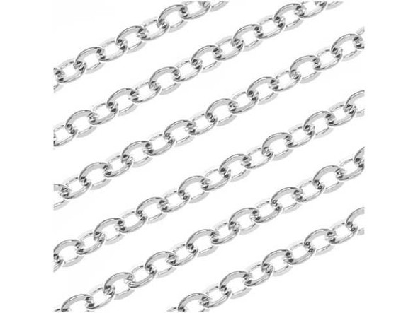 Nunn Design Silver Plated 3.6mm Flat Cable Chain by the Foot
