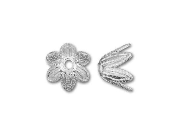 Nunn Design 6mm Silver-Plated Daisy Bead Cap (4 Pieces)