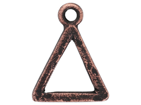 Bring geometric style to your designs with this open frame triangle hoop pendant from Nunn Design. This pendant has a triangular shape with an open design. You can use it as-is or use it as a base for wire wrapping or other techniques. This pendant features a warm copper color. Inside Dimensions: 9.0 x 8.8mm