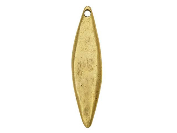 Creative possibilities abound in this Nunn Design tag pendant. It features an elongated diamond shape. One side has a handmade look and feel, while the other side has a flat and even surface. This tag is ideal for metal stamping and resin work. You'll love how the elongated shape dangles in designs. This pendant features a rich gold color full of classic appeal.
