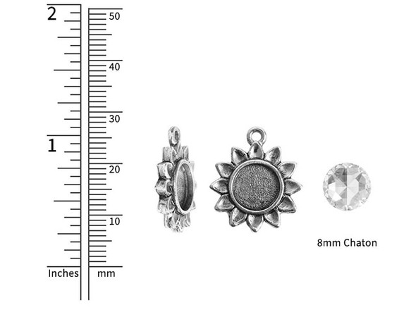 Nunn Design Antique Silver-Plated Pewter Itsy Bezel Sunflower Pendant
