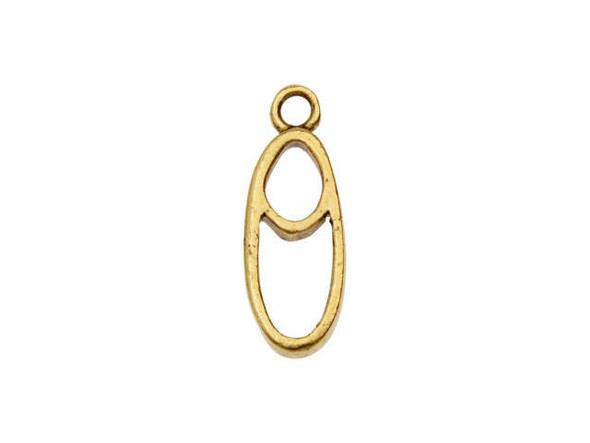 Nunn Design Antique Gold-Plated Split Mini Oval Full Single Loop Open Pendant