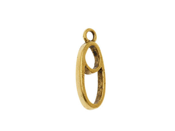 Nunn Design Antique Gold-Plated Split Mini Oval Full Single Loop Open Pendant
