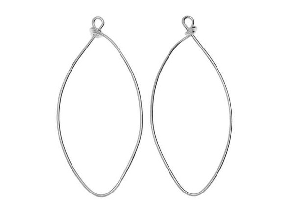 Nunn Design Silver-Plated Brass Large Wire Frame Navette Pendant (2 Pieces)