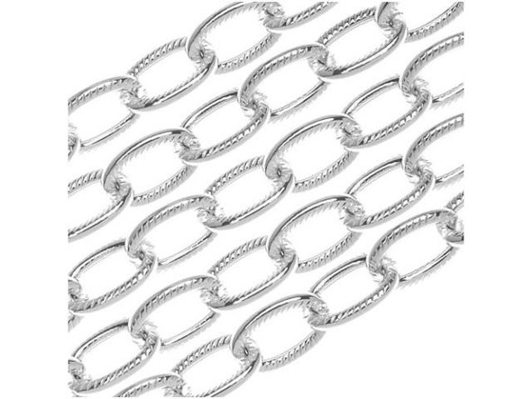 Nunn Design Silver Plated 9mm Textured Cable Chain by the Foot