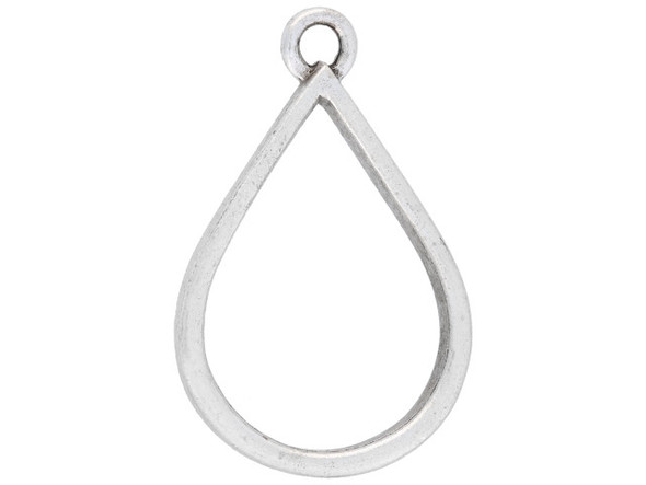 Put a sophisticated silhouette into your designs with this Nunn Design pendant. This pendant features an open frame with an elegant teardrop shape. You can use this pendant in unique ways. Layer dangles behind the frame, wire wrap beads around it, or try filling the frame with epoxy clay or resin. There are so many different styles you can create with this component. The loop at the top makes it easy to add to designs. Use it in a necklace or try it in flashy earrings. It features a versatile silver shine. Hole Size 2.6mm/10 gauge, Length 35mm, Width 23mm