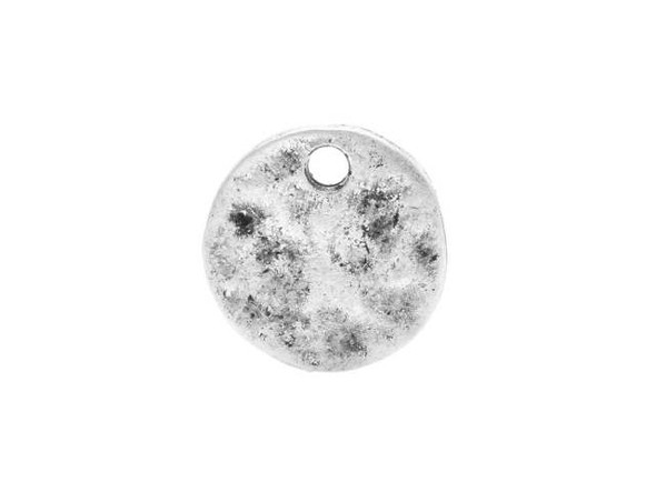 Nunn Design Antique Silver-Plated Pewter Mini Hammered Flat Circle Tag Charm