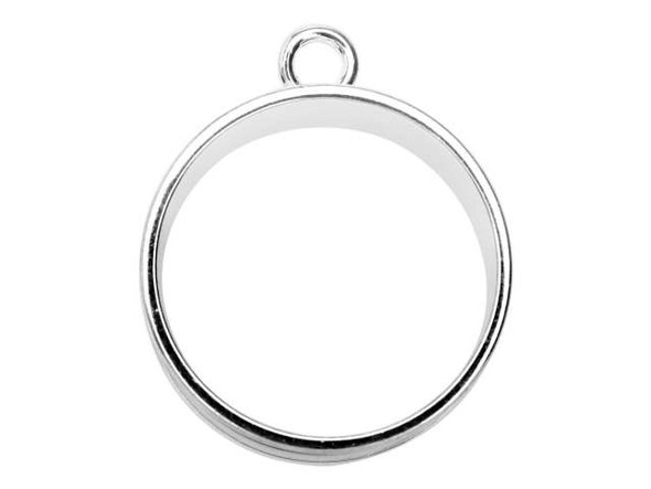 Fill your jewelry projects with customizable elements like the Nunn Design silver-plated brass large open bezel deep channel large circle pendant. This bold circular pendant allows you to create all kinds of fun jewelry. The bezel is deep, so you can fill it with resin, add more components, embed epoxy clay and more. The outer ring features a channel surface that can also be decorated with epoxy clay. With so much versatility, you can showcase the outside surface, the inside, or both. A small ring at the top of the pendant makes it easy to add to designs. This pendant features a brilliant silver shine that will look great in any style. Diameter 24mm, Hole Size 3mm, Width 9.5mm