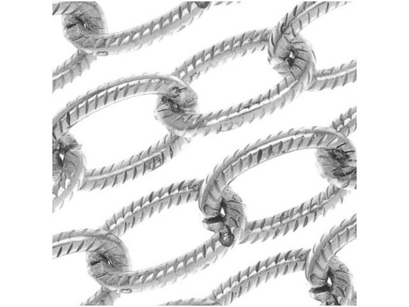 Nunn Design Antiqued Silver Plated 9mm Textured Cable Chain by the Foot