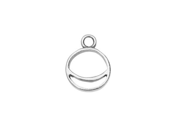 You'll love the geometric style of this Nunn Design pendant. This pendant features a circular frame design with a smaller circle cast within the larger frame, creating a crescent style. It's great for mixed media techniques or you can wear it as-is. Use the loop at the top of the pendant to add this pendant to your necklace and earring designs. Dimensions: 16.5 x 12.7mm, Hole Size: 2.5mm