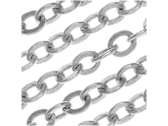Nunn Design Antiqued Silver Plated 3.6mm Flat Cable Chain by the Foot