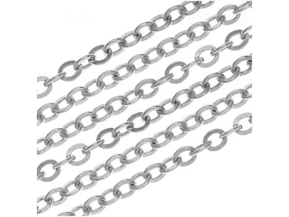 Nunn Design Antiqued Silver Plated 3.6mm Flat Cable Chain by the Foot