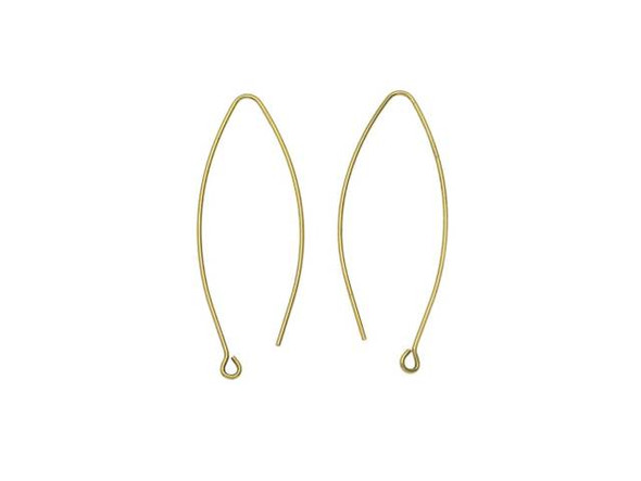 Nunn Design Antique Gold-Plated Brass Small Open Oval Ear Wire  (1 Pair)