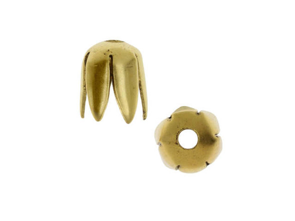 Nunn Design Antique Gold-Plated Brass 8mm Flower Petal Bead Cap (2 Pieces)