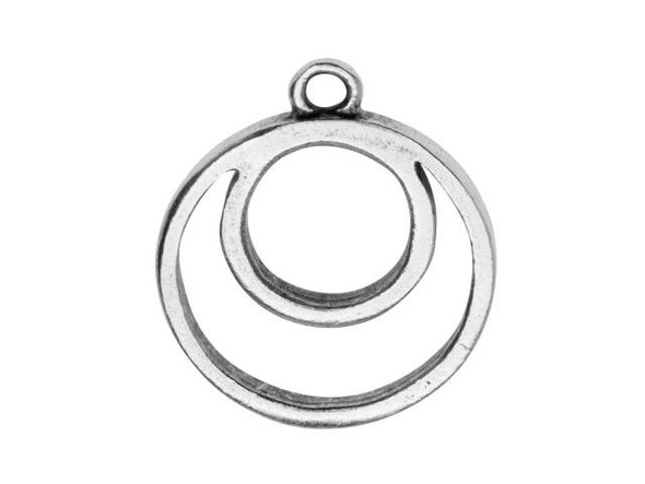 You'll love the geometric style of this Nunn Design pendant. This pendant features a circular frame design with a smaller circle cast within the larger frame, creating a crescent style. It's great for mixed media techniques or you can wear it as-is. Use the loop at the top of the pendant to add this pendant to your necklace and earring designs.