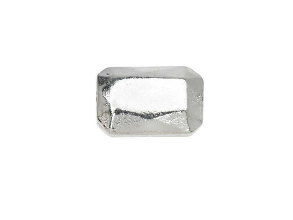 Nunn Design Silver-Plated Pewter 13 x 9mm Faceted Rectangle Metal Bead