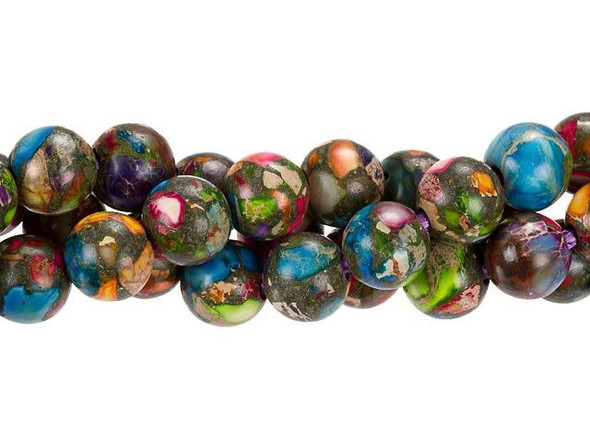 Dakota Stones 10mm Mixed Impression Jasper Large-Hole Round Bead Strand