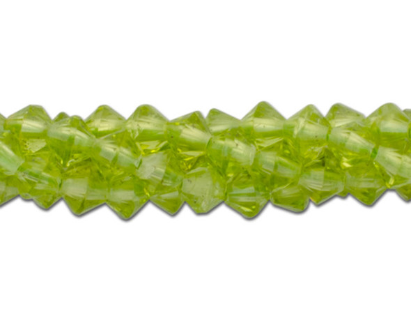 Dakota Stones 4mm Peridot Diamond Cut  Bicone Bead Strand