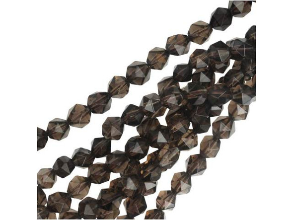 Dakota Stones Smoky Quartz 6mm Star Cut Round Bead Strand