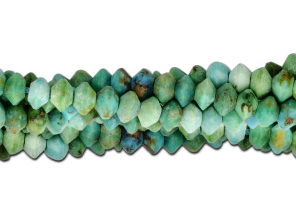 Accent your designs with the gemstone glitter of these Dakota Stones diamond cut faceted saucer beads. These beads feature a saucer shape with facets that catch the light for extra shine. Their small size makes them work great as spacers, or to add a pop of color to your design. Turquoise is an ancient gemstone, one of the first known to man. Known to Egyptian and Aztec cultures thousands of years ago, Turquoise is now mined all over the world. Metaphysical Properties: Turquoise is known for its strength and protection attributes dating back to ancient Egyptian amulets. Because gemstones are natural materials, appearances may vary from piece to piece. Dimensions: 2 x 3mm, Hole Size: 0.8mm