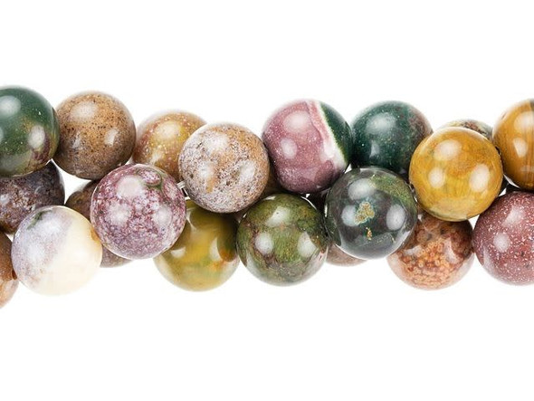You'll love the colors of these Dakota Stones gemstone beads. These beads are perfectly round in shape and are wonderful for showcasing in long necklace strands, bold bracelets, and even earrings. Named for the village near where it is found in Madagascar, Kabamby Ocean Jasper is known for its colors - dark green and mustardy yellow, with accents of pink, red, and white. You'll also love the beautiful patterns. Metaphysical Properties: Ocean Jasper is believed to be linked to the lost city of Atlantis and to hold mystic knowledge. Because gemstones are natural materials, appearances may vary from bead to bead. Each strand includes approximately 20 beads. 